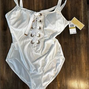 NWT White Michael Kors White One Piece Swimsuit Size 14